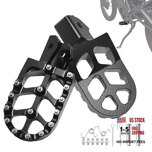 CNC Dirt Bike Foot Pegs – Wider Electric Bike Footpegs with Springs Black