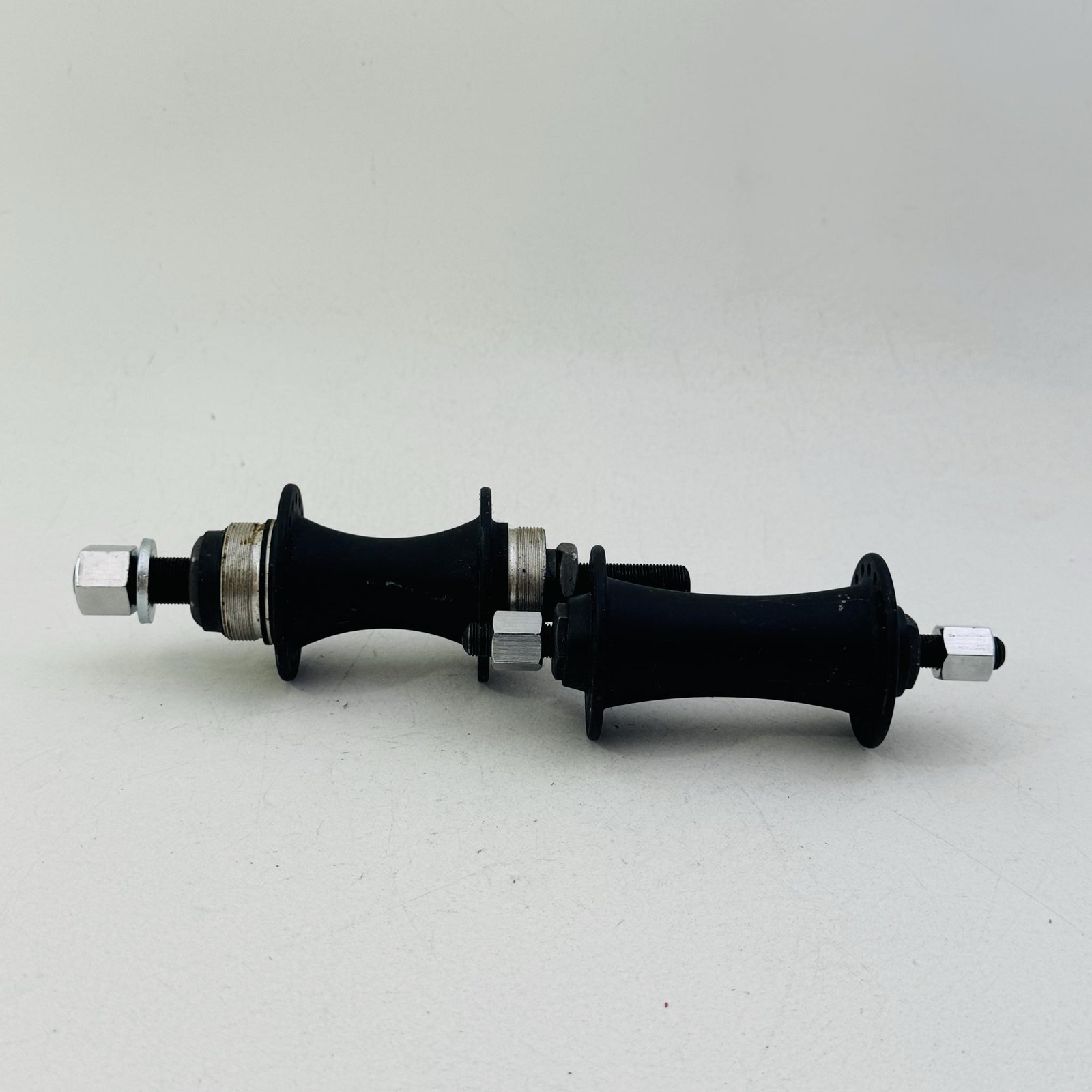 BMX Bike Hubs Set 36H 14mm Axle Black Steel Threaded Front Rear NOS Pair A43