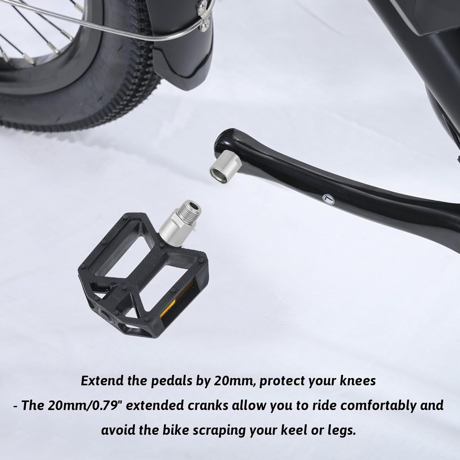 Bike Pedal Extenders, 1 Pair Steel Bicycle Pedal Adapter Extended Fit 9/16 Inch