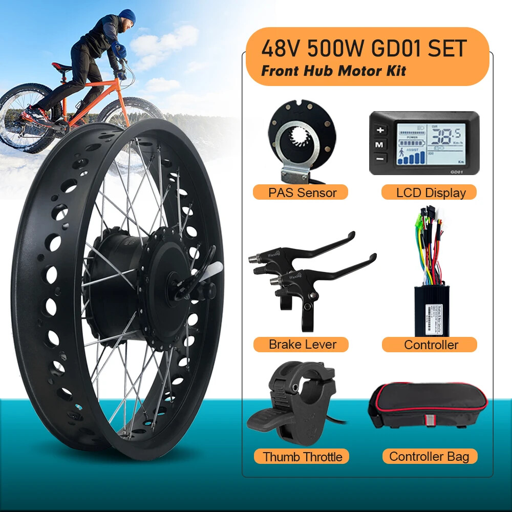 36V 48V 500W 1000W 1500W 20 24 26Inch Snow Fat Ebike Brushless Front Hub Motor