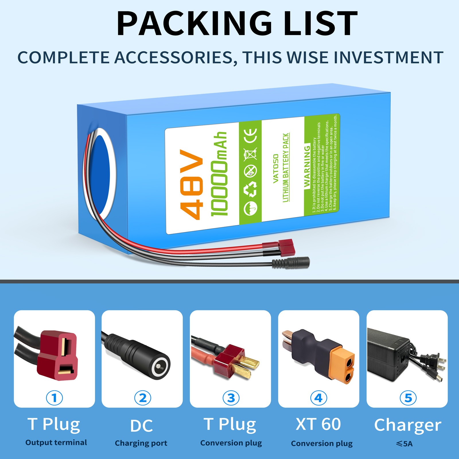 48V20AH Lithium Battery for 200W-1000W DIY motors