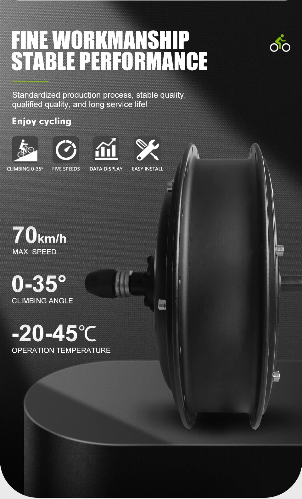 20 24 26inch 48V 2000W Snow E-bike Fat Brushless Gearless Rear Wheel Hub Motor