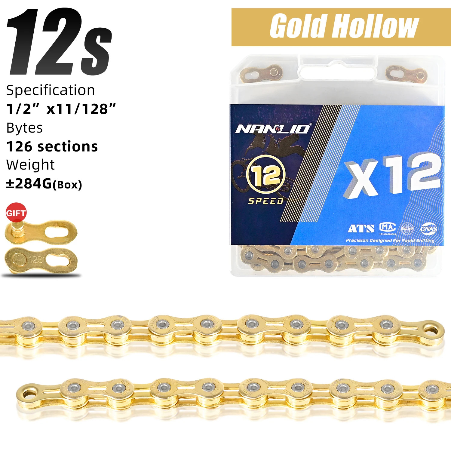 Nanlio X8 X9 X10 X11 X12 Speed Bike Chain 116/126L MTB Road Bicycle Chain