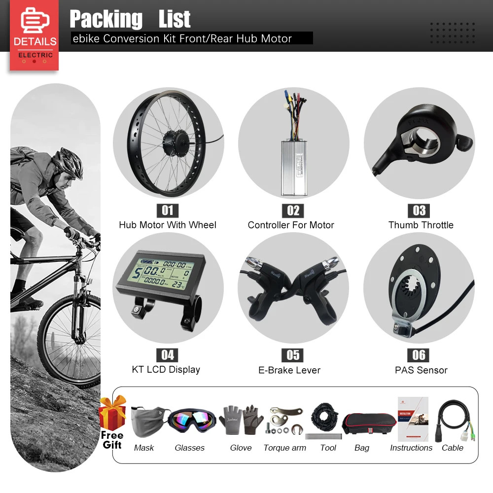 Snow E-bike 48V 750W Fat Tire Brushless Gear Rear Hub Motor Wheel 20/24/26in