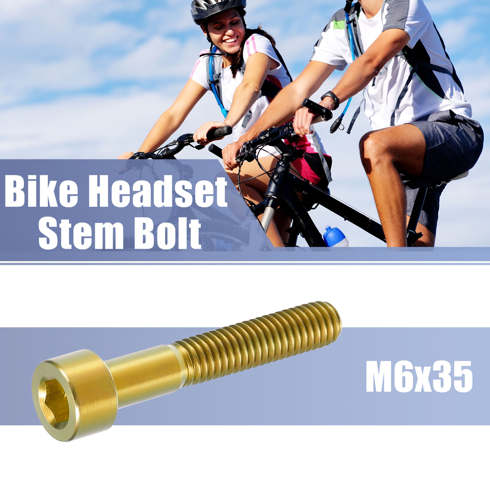 Gold Tone M6x35 Bike Stem Bolt Bicycle Bike Headset Stem Bolt Titanium Alloy
