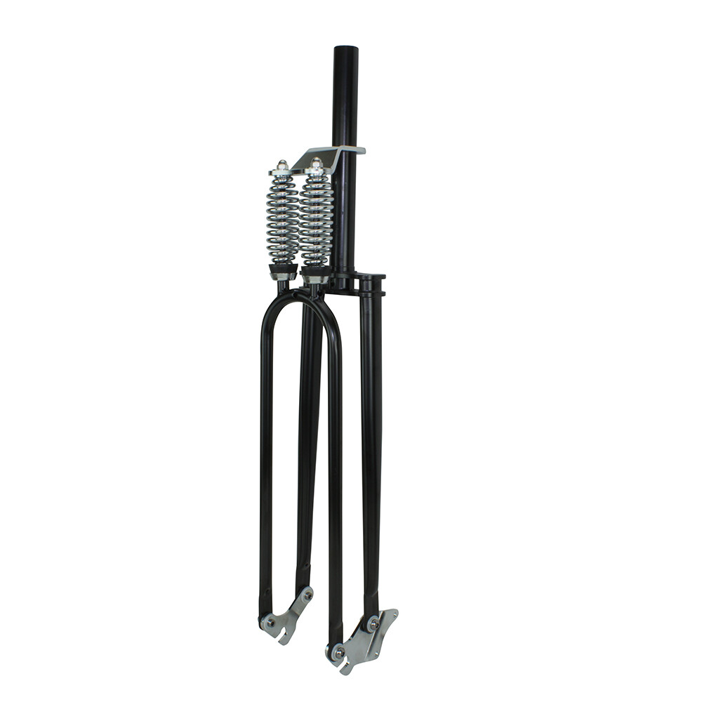 26″ Dual Spring Disc Option Fork 1 1/8″ Threadless Bicycle Cruiser Fork BLACK