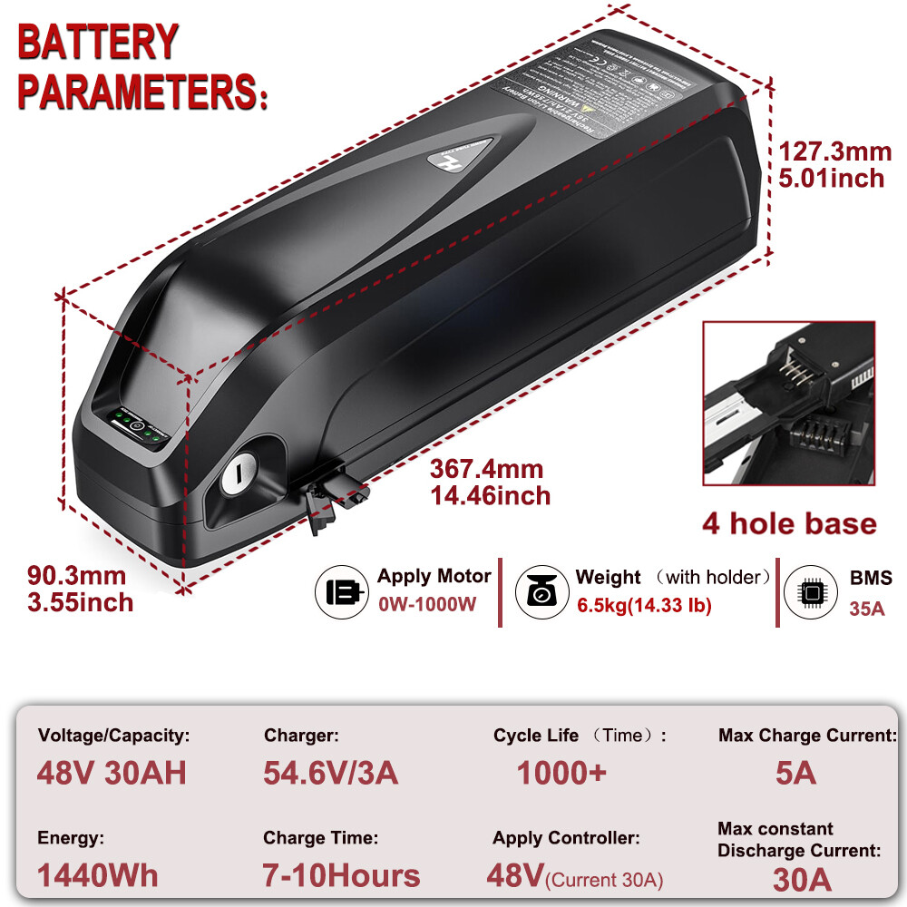 Hailong 48V 30Ah Ebike Battery 1200W for Samsung Electric Bike Batterys 35A BMS
