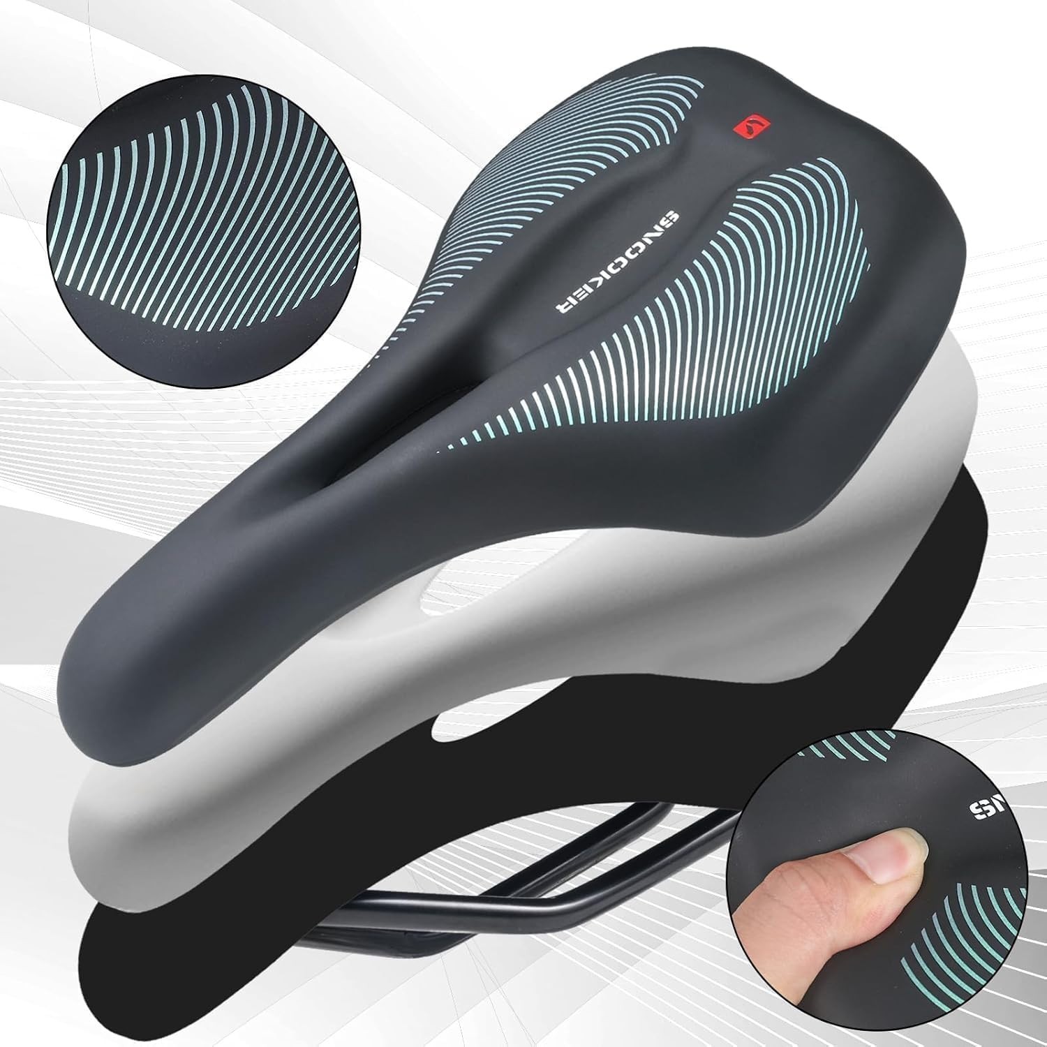 Comfortable Gel & Foam Bike Seat for Men & Women, Ergonomic 5-Zone Support, Wate