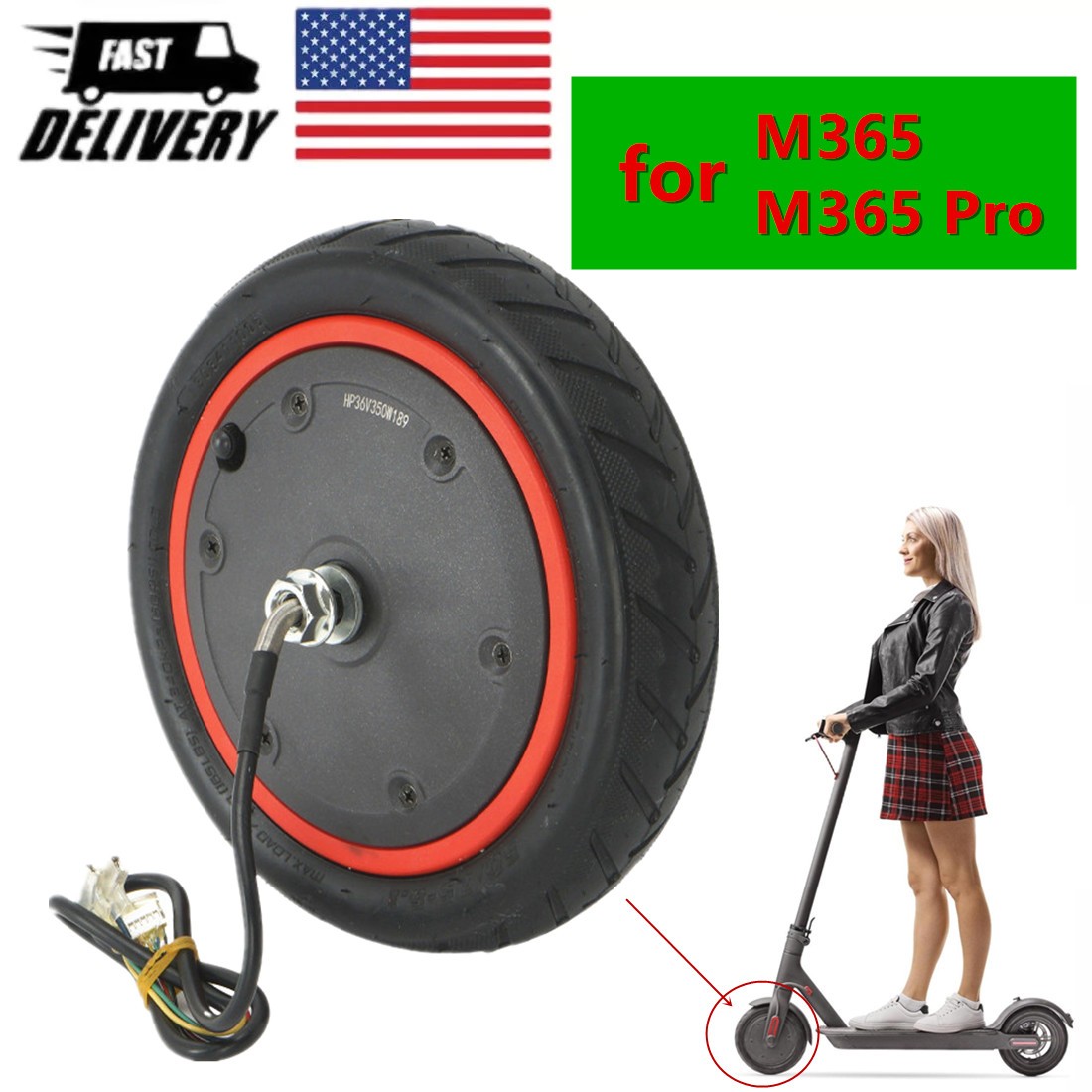 8.5″ Solid Rubber Tyre Front Motor Wheel for M365 & Pro Electric Scooter Parts