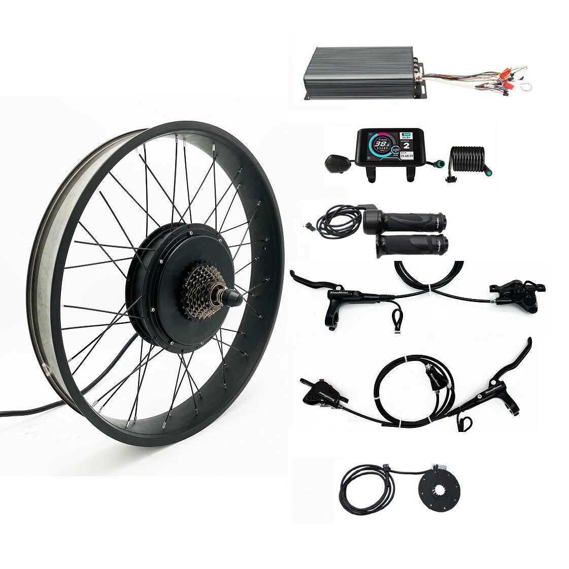48-72V 3000-5000W 20/24/26″x4.0 Rear Fat Wheel Ebike Conversion kit 175mm 190mm