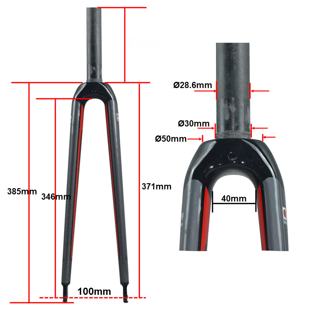 1-1/8 in Carbon Fiber Bicycle Rigid Fork 700*28C Gravel Road Bike Fork C Brake