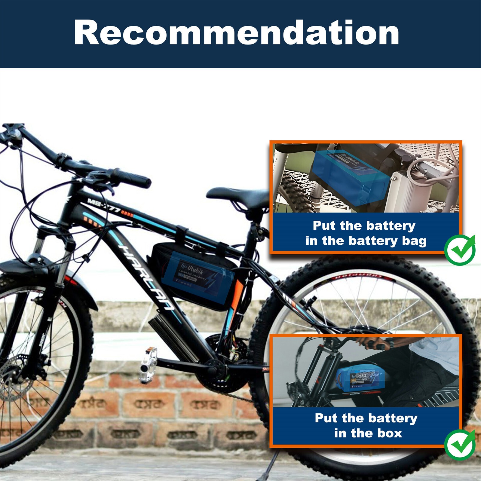 36V 14Ah Ebike Battery Lithium BMS for 200W-1000W Electric Bike Bicycle Scooter