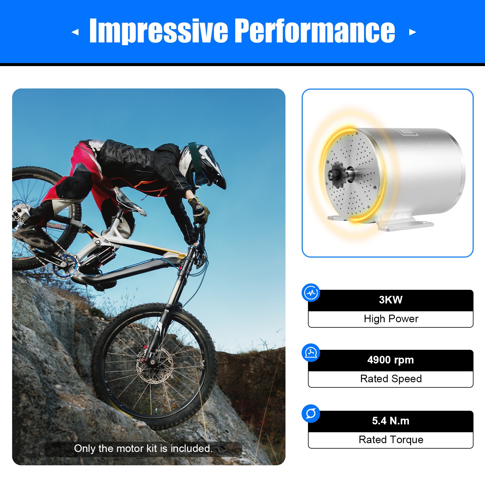 For Electric Scooter 6000RPM 48-72V 3000W E-bike Brushless Motor Controller Kit