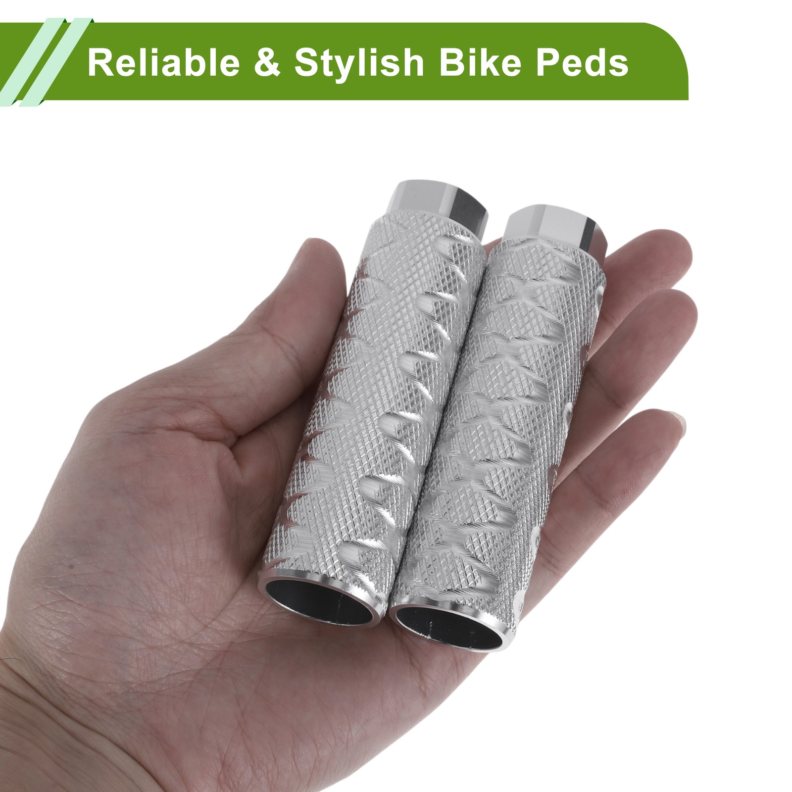 4 Pcs Bike Pegs 100mm Circle Texture Cycling Foot Pegs Silver Tone