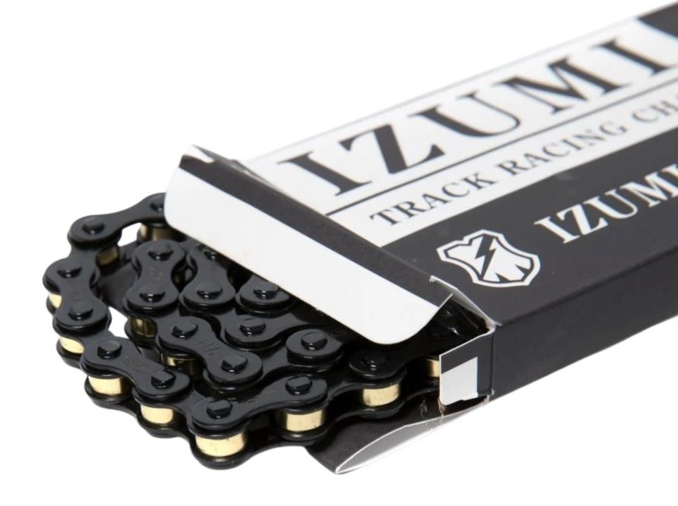 Izumi x MASH BMX single speed bicycle chain 1/2″ X 1/8″ 116L JET BLACK w/ GOLD