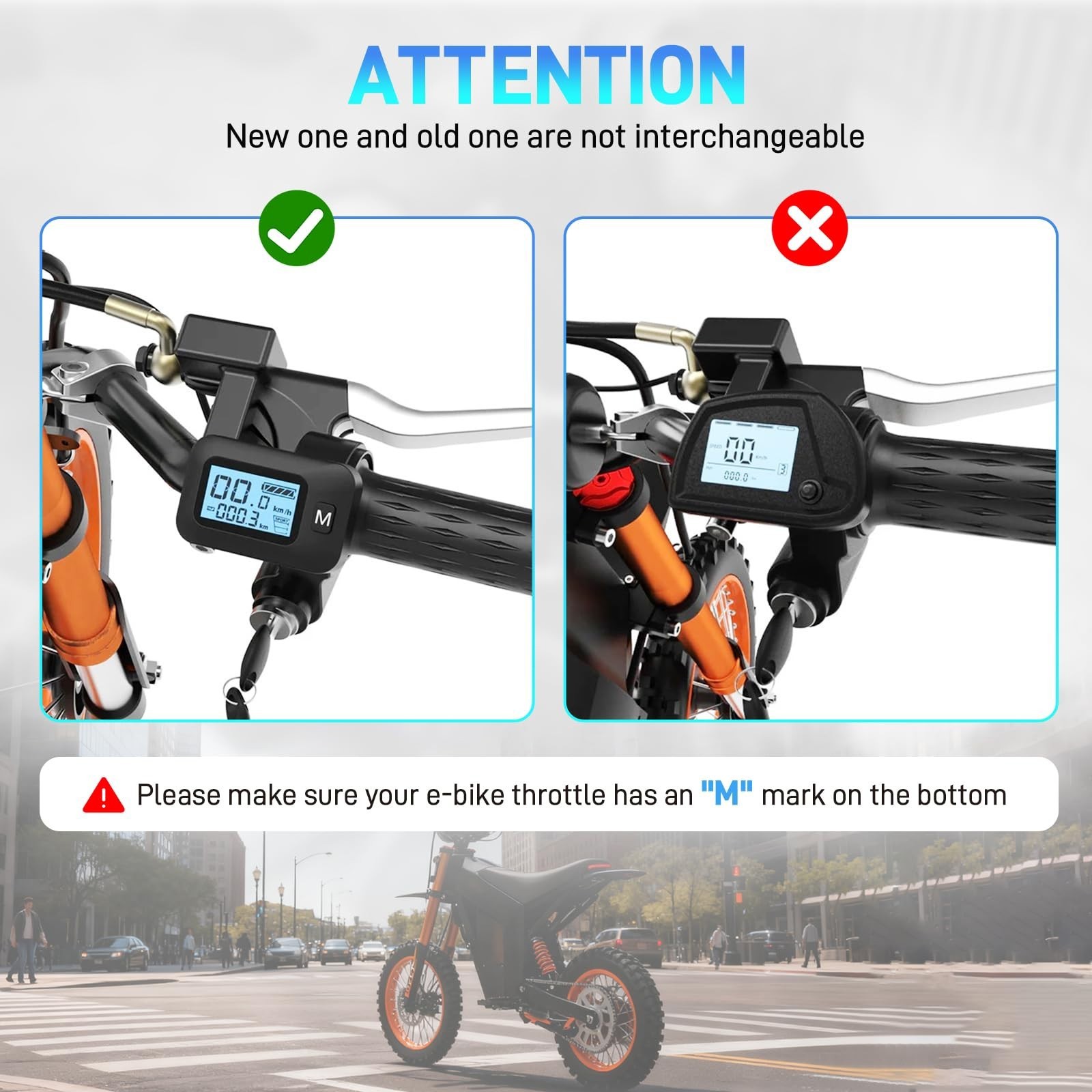 New Ebike Throttle Integrated Display W/ M Button For Tuttio Soleil 01 Dirt Bike