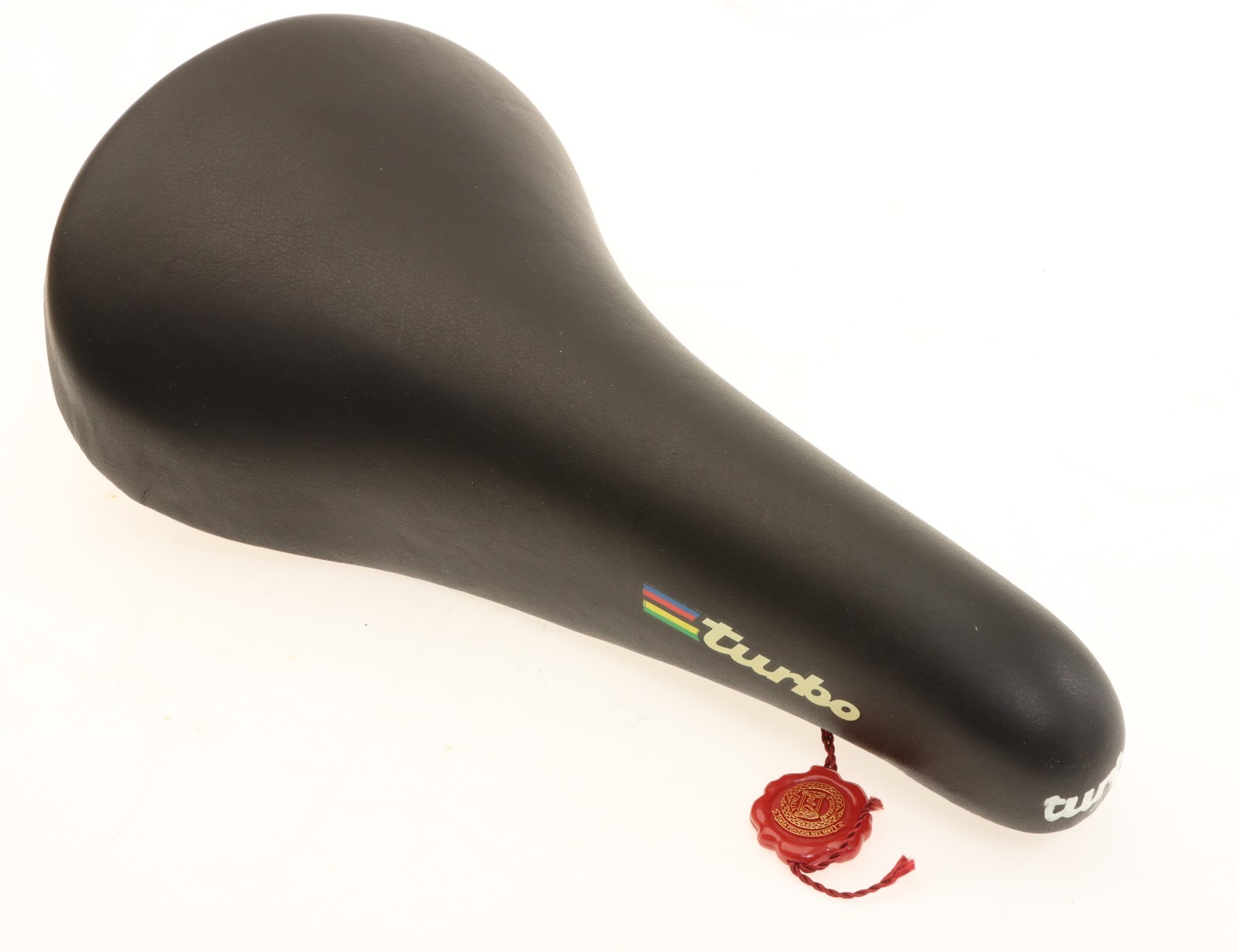 Selle Italia Turbo Leather Saddle Black w/ WC STRIPES 90s Steel NEW in Box NOS
