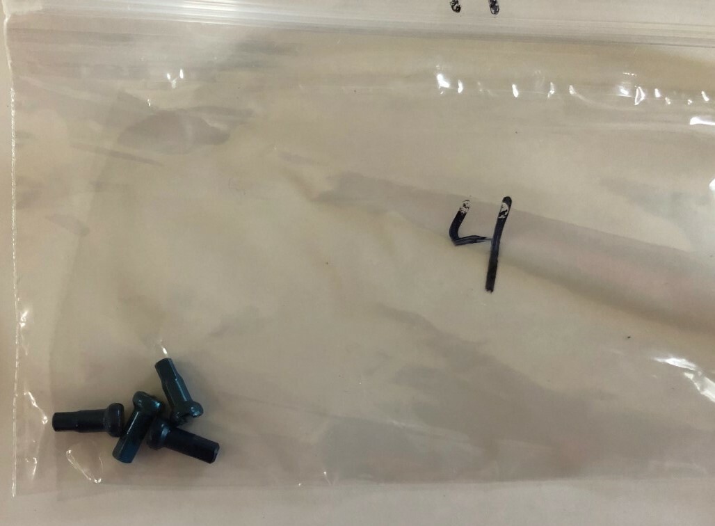 Blue Alloy Spoke Nipples 12mm for 2.0mm Spokes, NOS, 4 count