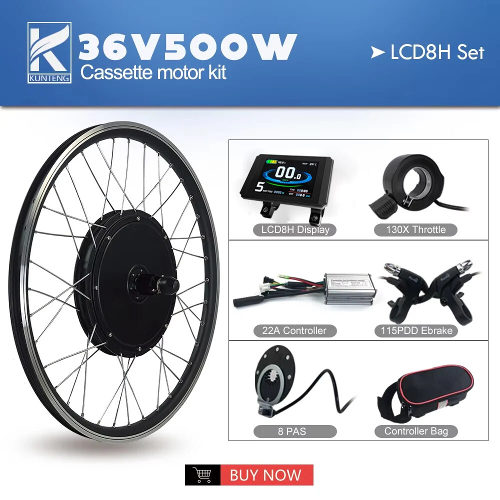 36V 48V 500W MTB Ebike Conversion Kit Rear Cassette Brushless Gearless Hub Motor