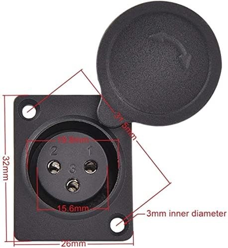 3 Wire 3-Pin XLR Charging Port Cable for E-Bike, E-Scooter, Mobility, Wheelchair