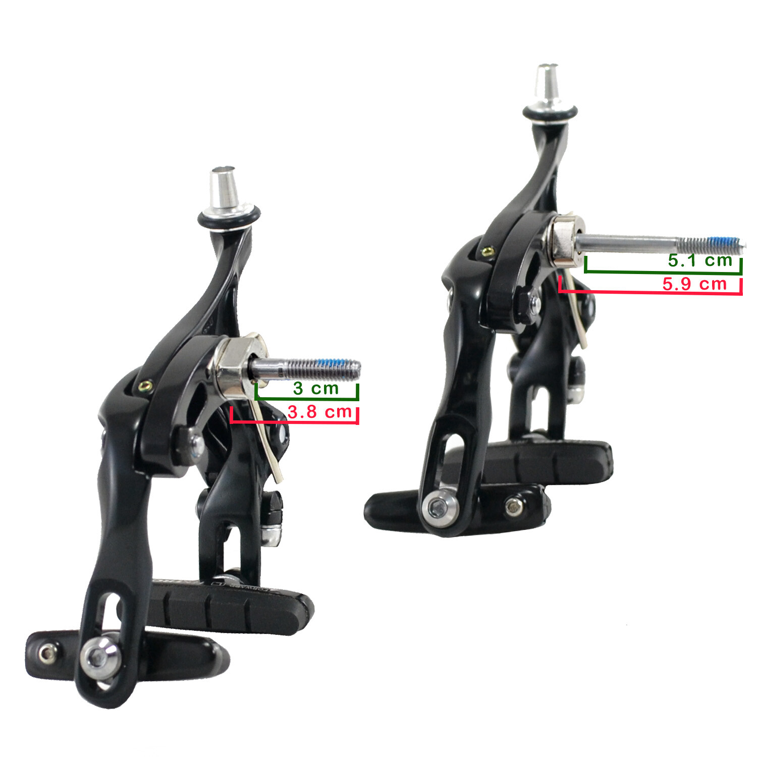 TEKTRO R559 Caliper Brake Set Long Reach 53-73mm Nutted Mount , Black