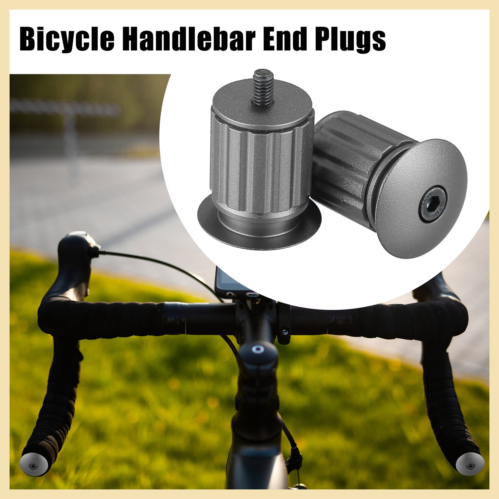 1Pair Aluminum Alloy 17.5-22mm Handlebar Plugs Bike Handlebar End Titanium Tone