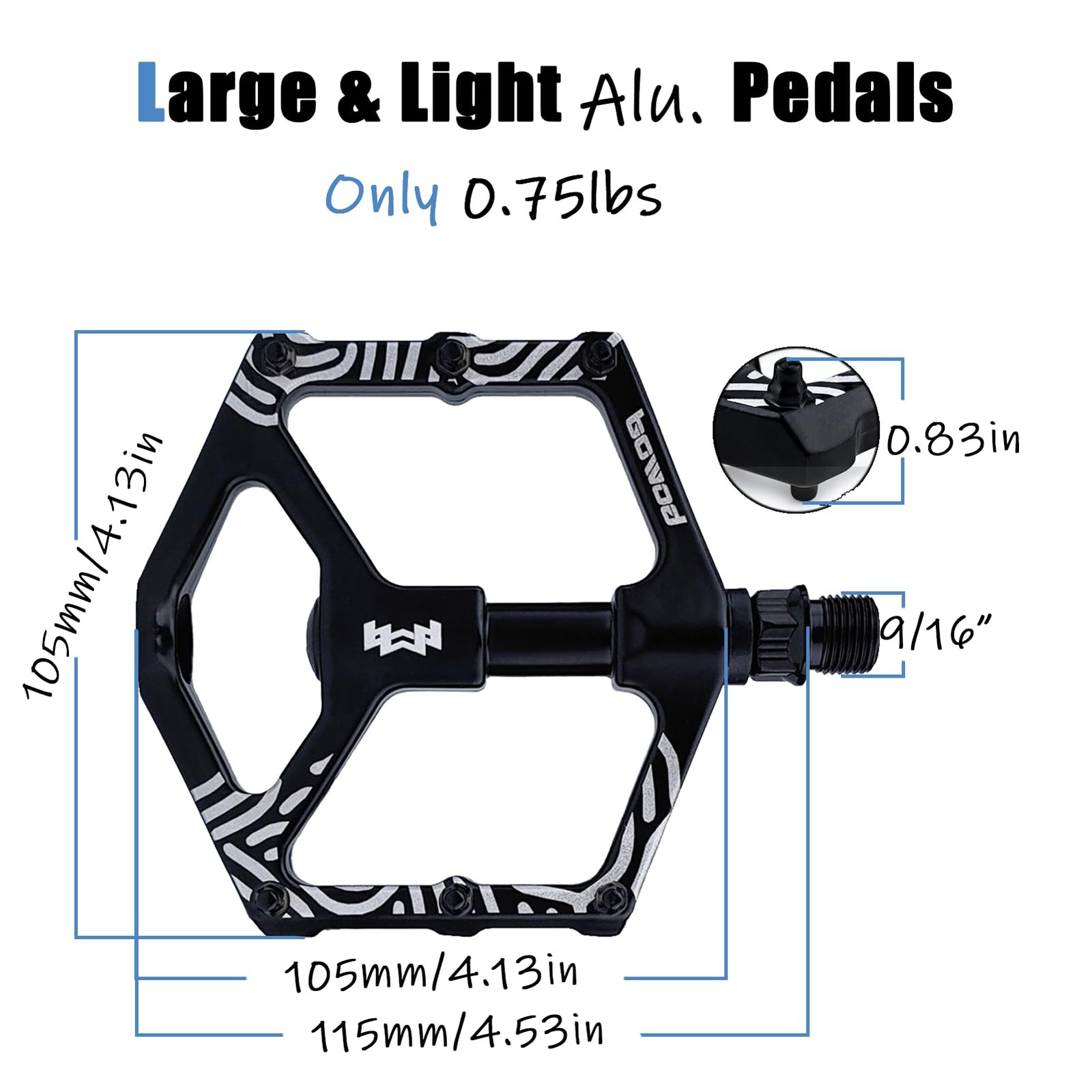 Bike Pedals Mountain Bike Adult, Large Clipless Bicycle Pedals, Lightweight M…