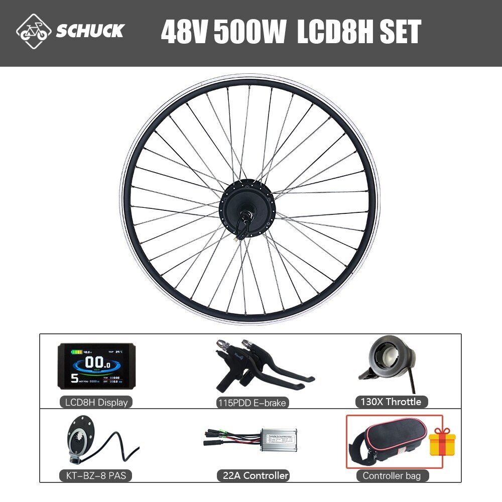36V 48V 500W Rear Cassette Hub Motor Conversion Kit with Controller Display PAS