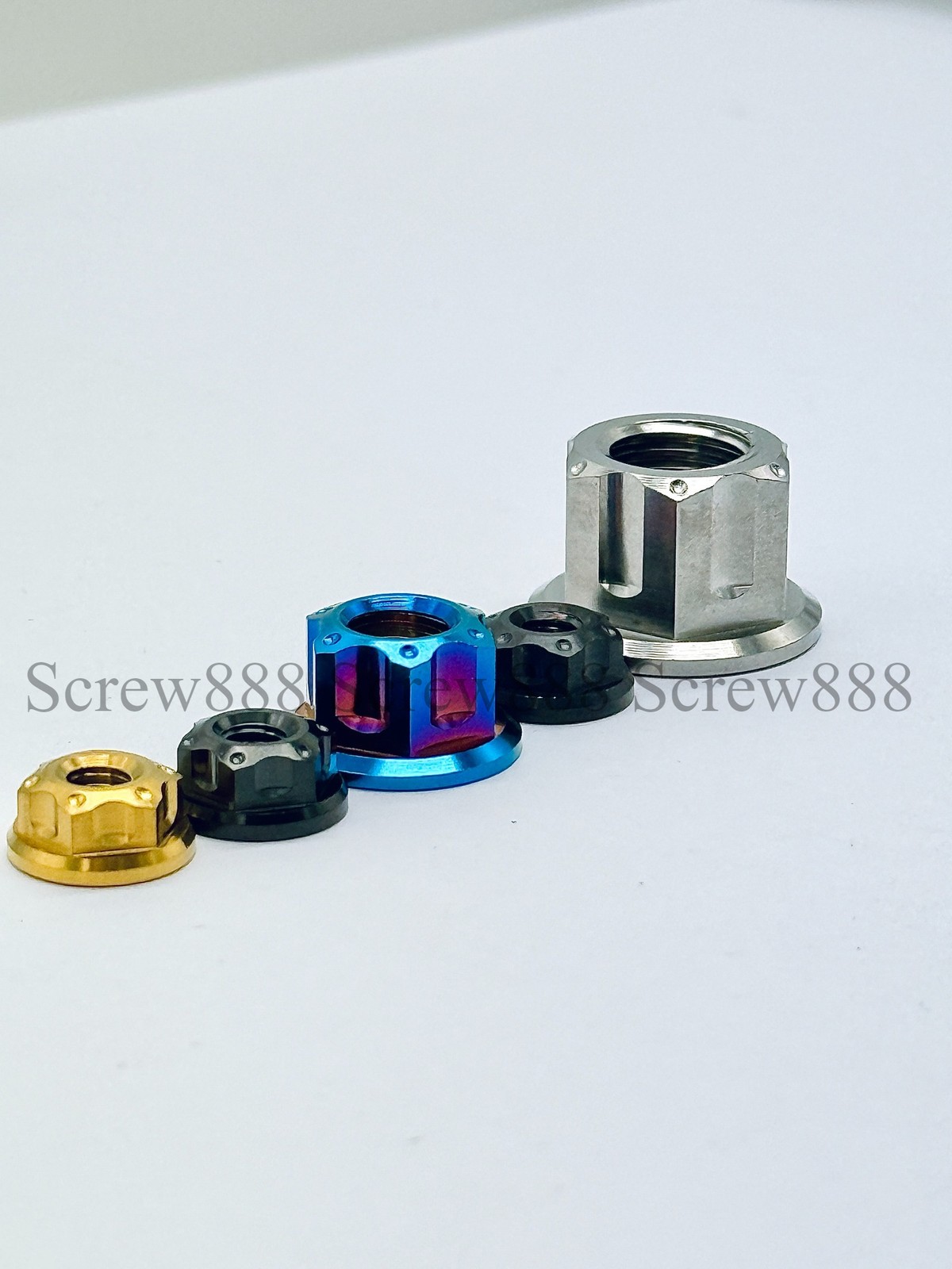 6pcs Titanium Nut M6 M8 M10 M12 M14 M16 Ti Flange Nuts for Motorcycle Rear Axle