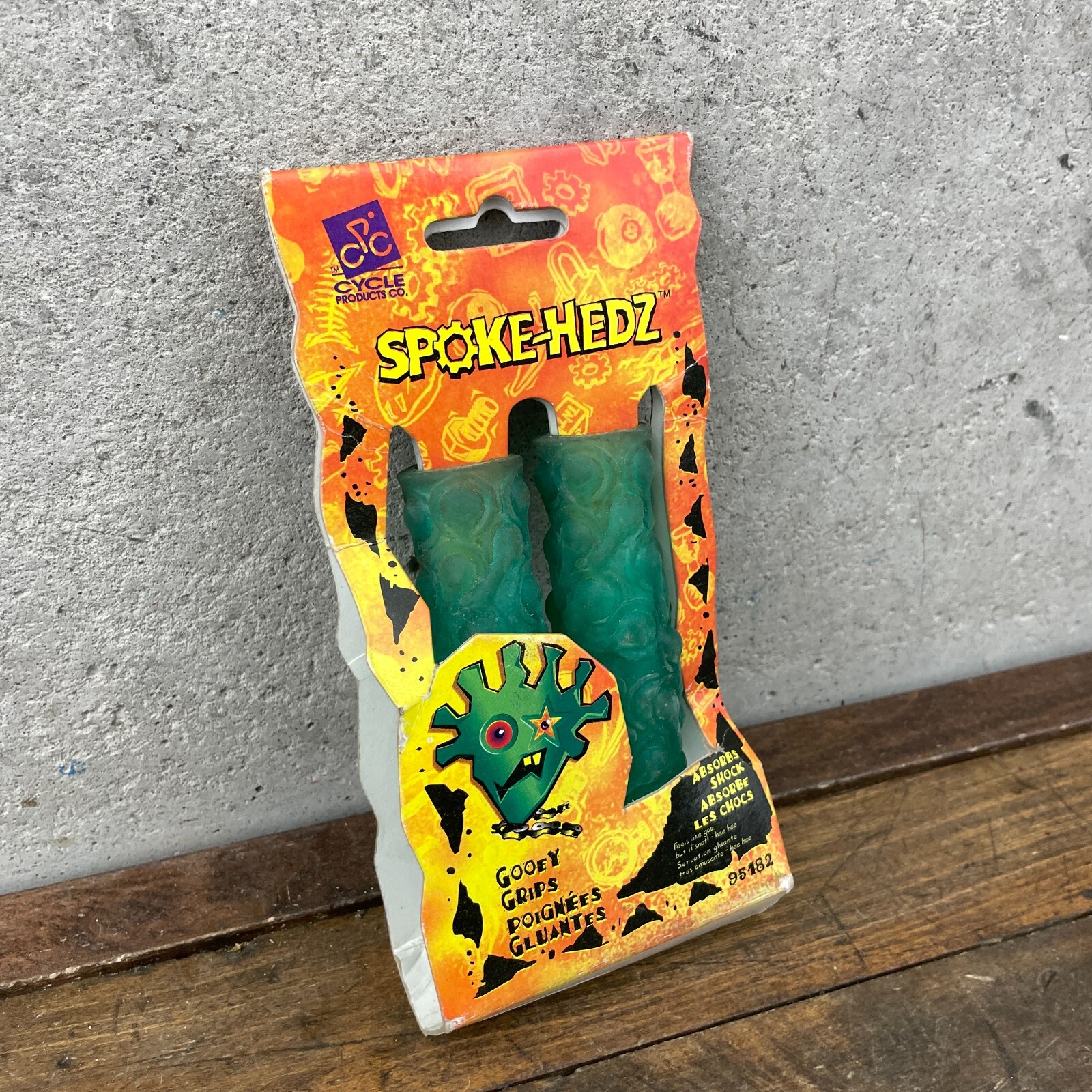 Vintage SpokeHedz Grips Green 1990s Old BMX ATB MTB 4.5 in Spoke Hedz Goohy