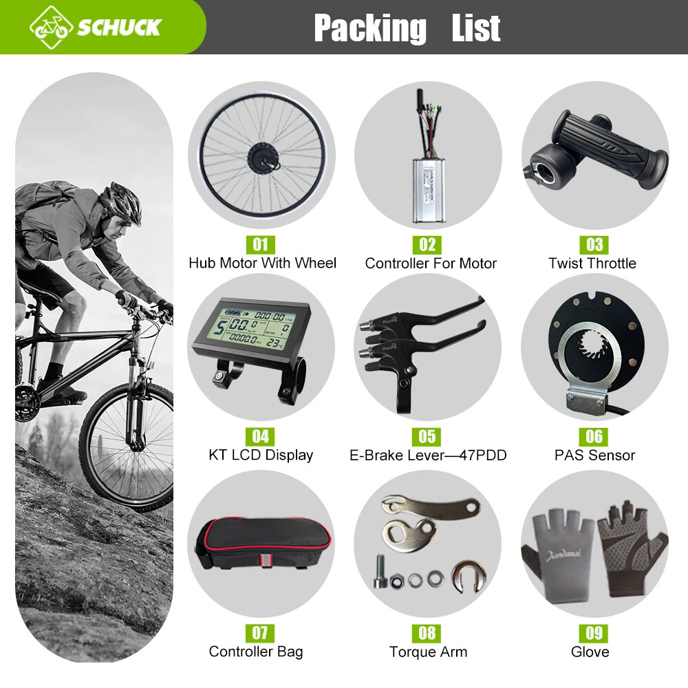 36V 48V 250W Electric Bike Brushless Rear Hub Motor Conversion Kit 16-29″ 700C