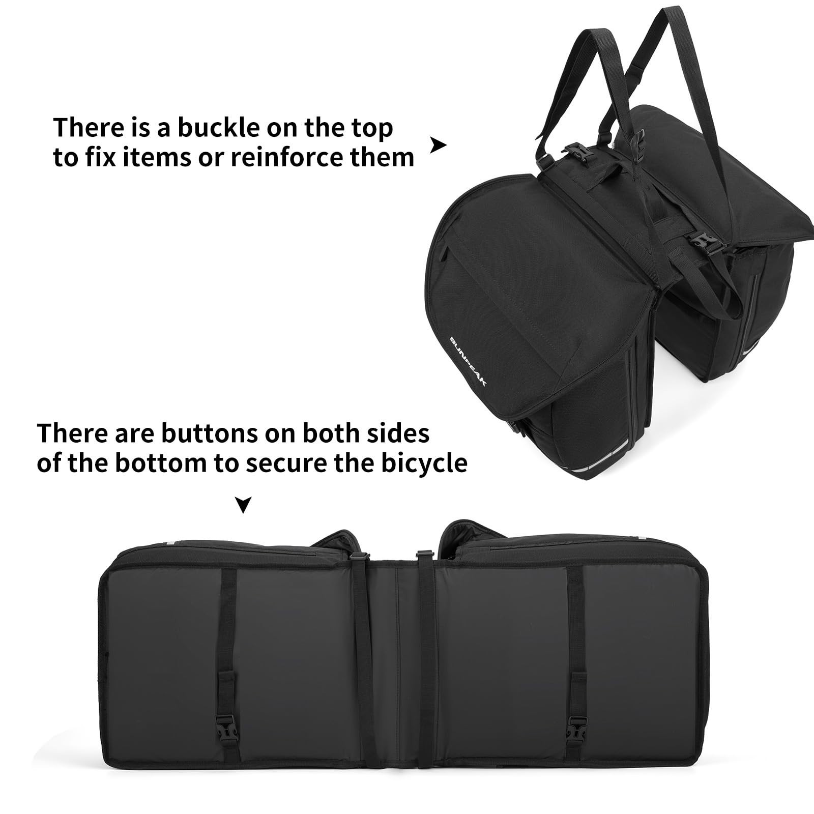 Sunpeak Bike Bag Accessories Panniers for Bicycle Rear Rack Bag 36L Waterproo…