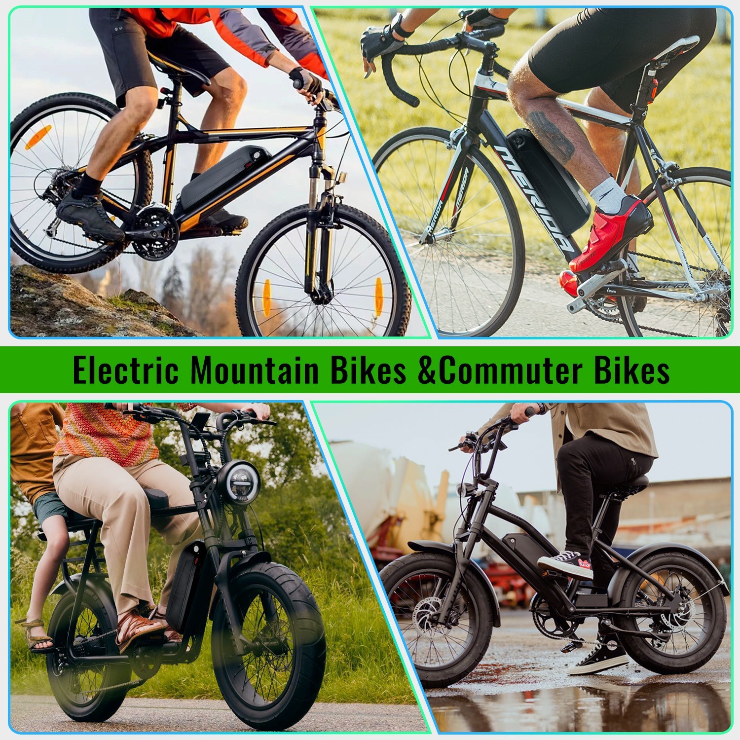 Ebike Battery 52V 48V 36V 13Ah 15Ah 20Ah Electric BiKE Scooter Battery Black