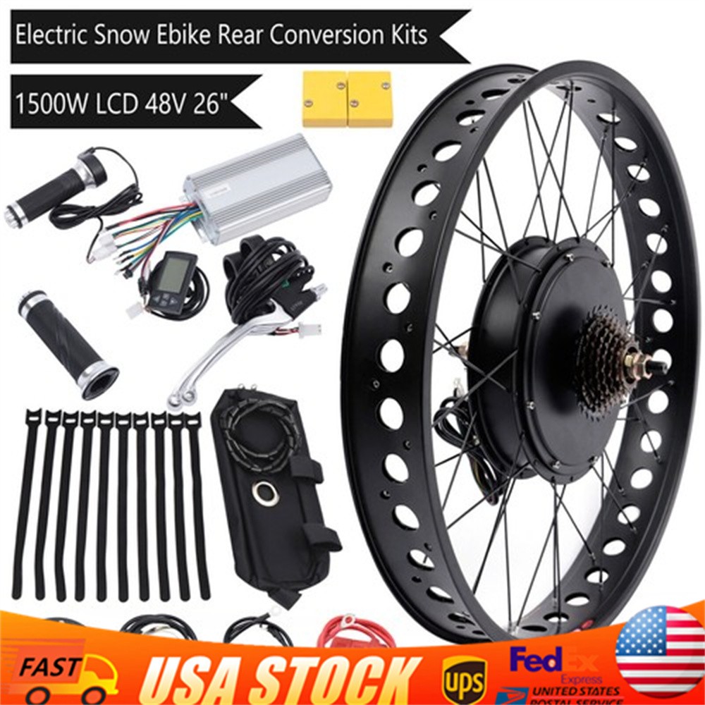 LCD 26×4.0” Fat Tyre Electric Bike Hub Motor Kit 1500W 48V Direct Drive
