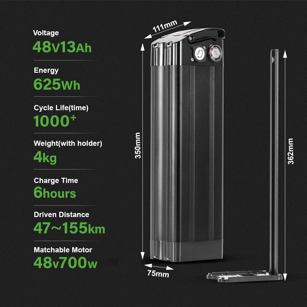 Silverfish Ebike Battery 36V 48V 13Ah 10.4Ah Seat Tube Electric Bike Battery