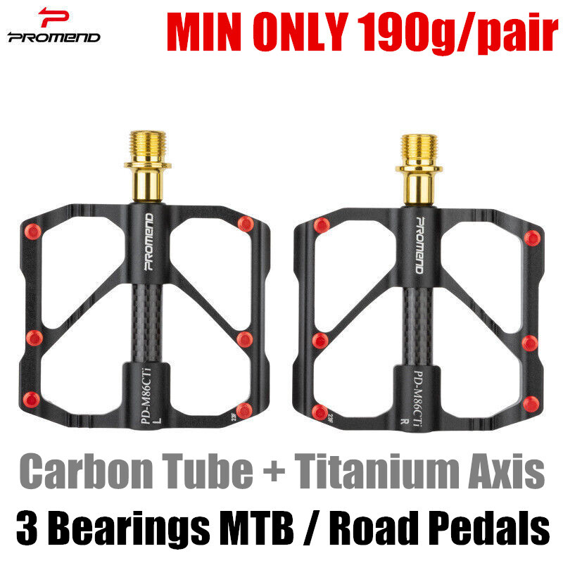 PROMEND 190g Carbon Titanium 3 Bearing Bicycle Pedals MTB Road Bike Pedals 9/16″