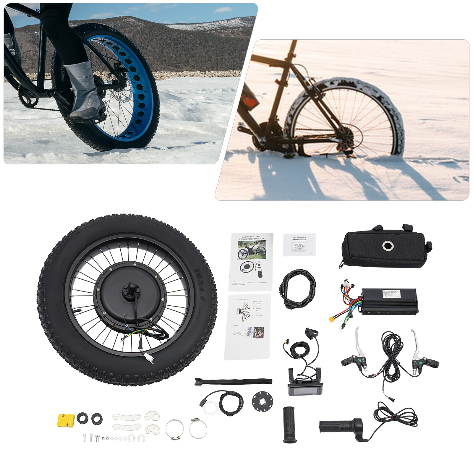 20in Rear Wheel 48V 1500W Electric Bicycle Ebike Conversion Kit Hub Motor LCD