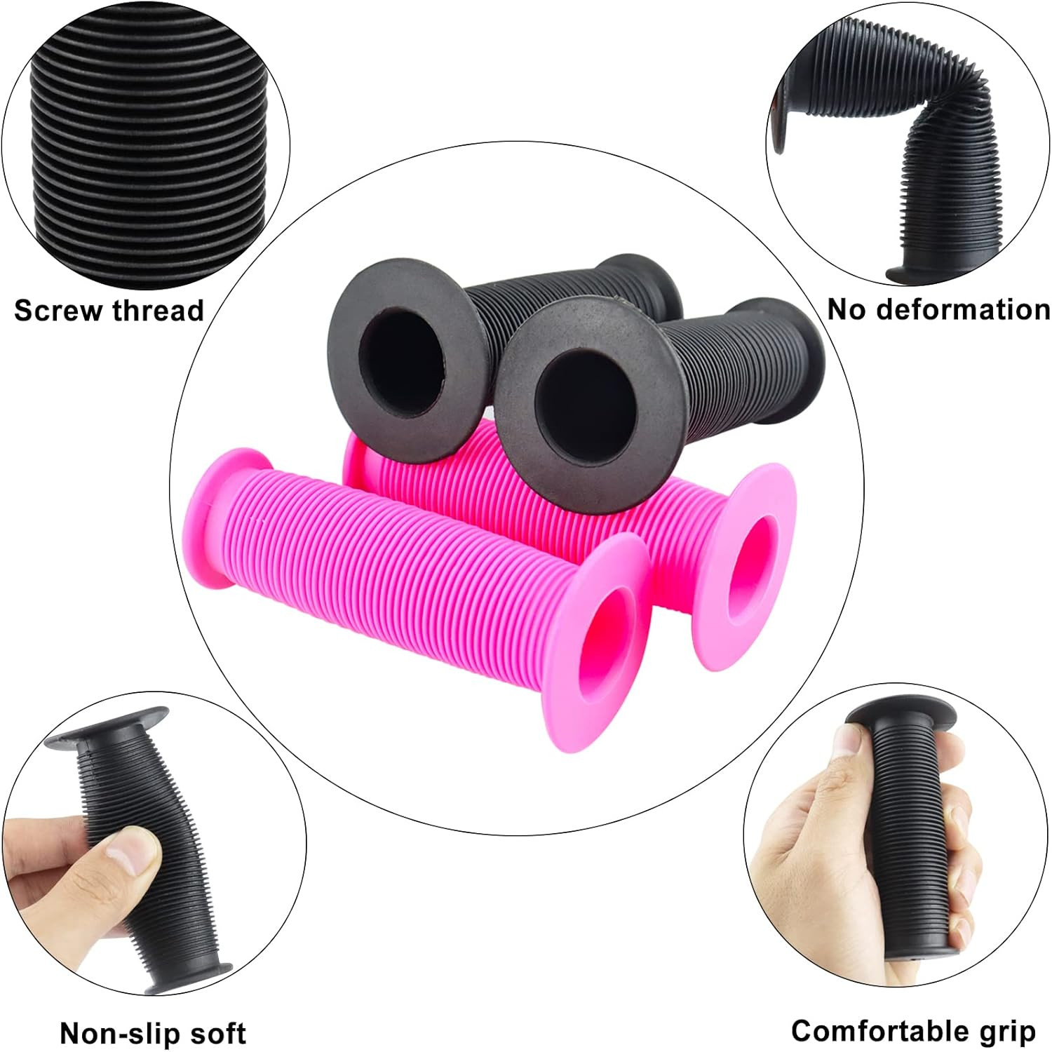2 Pair Mini Kids Bike Handlebar Grips Non-Slip Soft Rubber Short Bicycle Grips