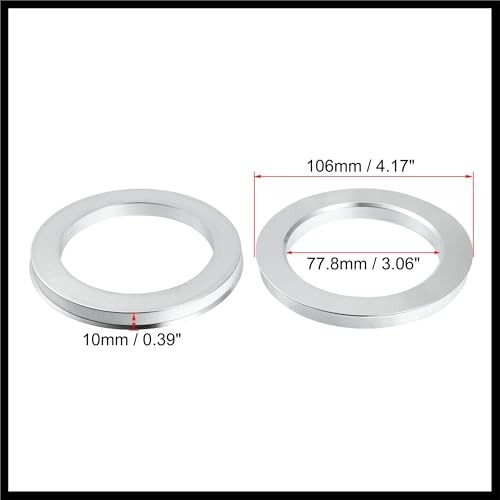 4pcs OD 106mm to ID 77.8mm Aluminium Alloy Car Hub Centric Rings Wheel Bore
