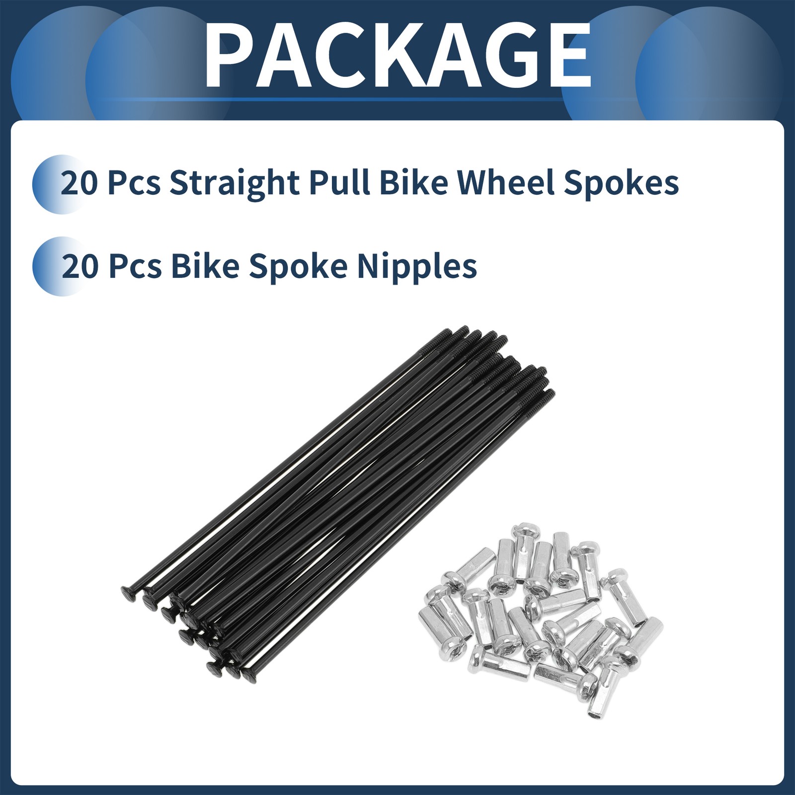 20 sets bike spokes straight shot 14G 89mm black carbon steel
