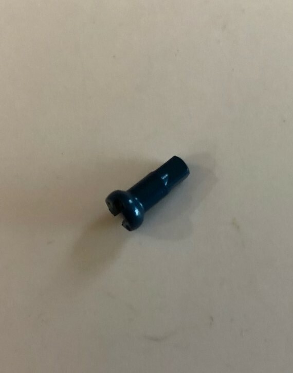 Blue Alloy Spoke Nipples 12mm for 2.0mm Spokes, NOS, 4 count