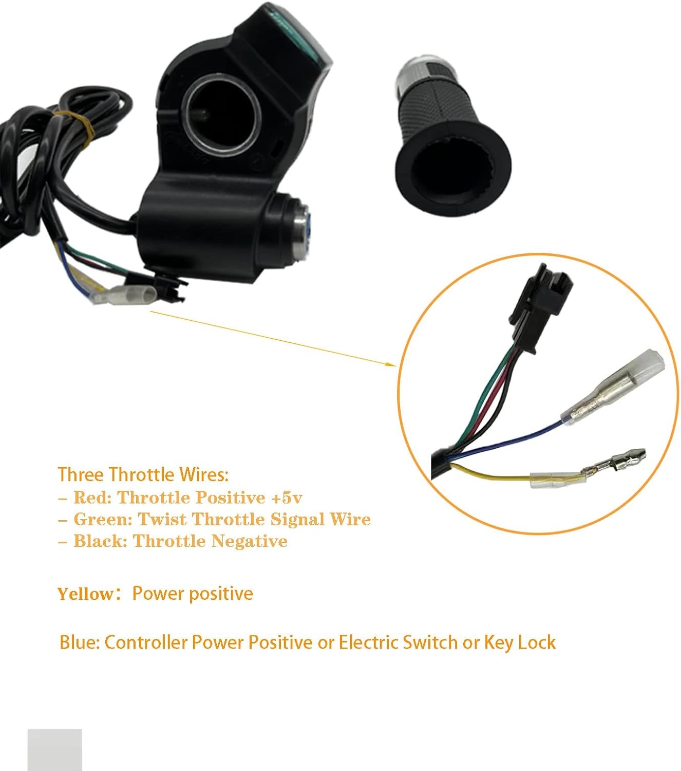 1 Pair E-Bike Throttle Grip LCD Display Key 12-84V Universal Scooter Handlebar