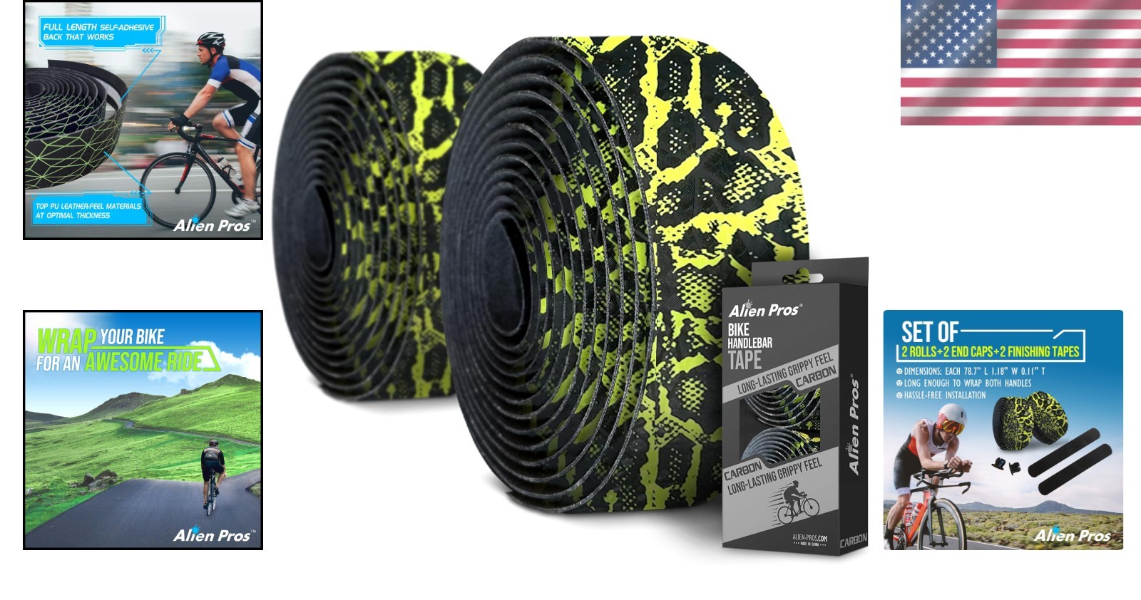 Carbon Fiber Bike Handlebar Tape Set of 2 – Anti-Slip & Water Resistant