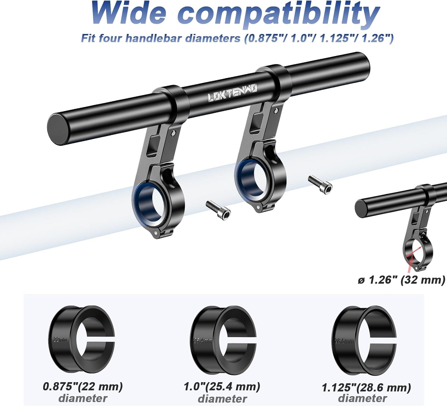 Bike Handlebar Extender 11.8″ Aluminum Dual-Clamp Mount Base for MTB Motorcycle