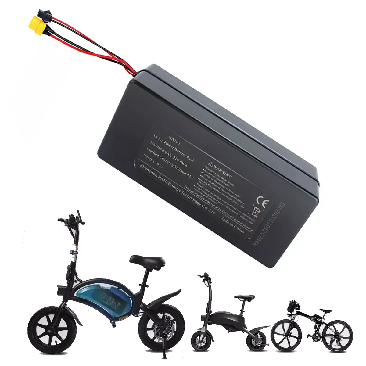 WINDGOO B3 KUGOO Electric Bike Ebike li-Battery 36v 6Ah 2 wire Genuine 350w