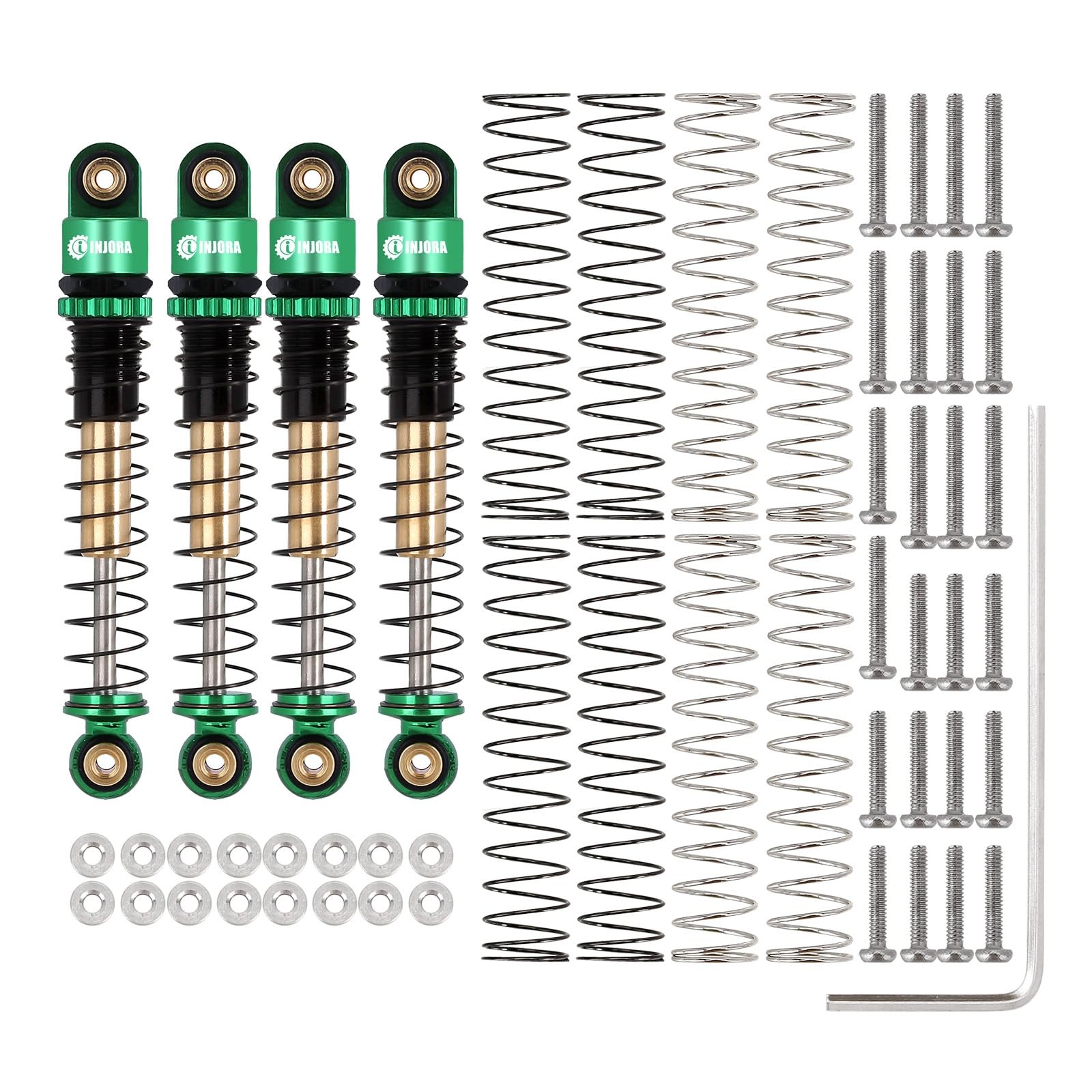 INJORA 43mm Aluminum Threaded Shocks Absorber Damper for 1/24 SCX24 Green