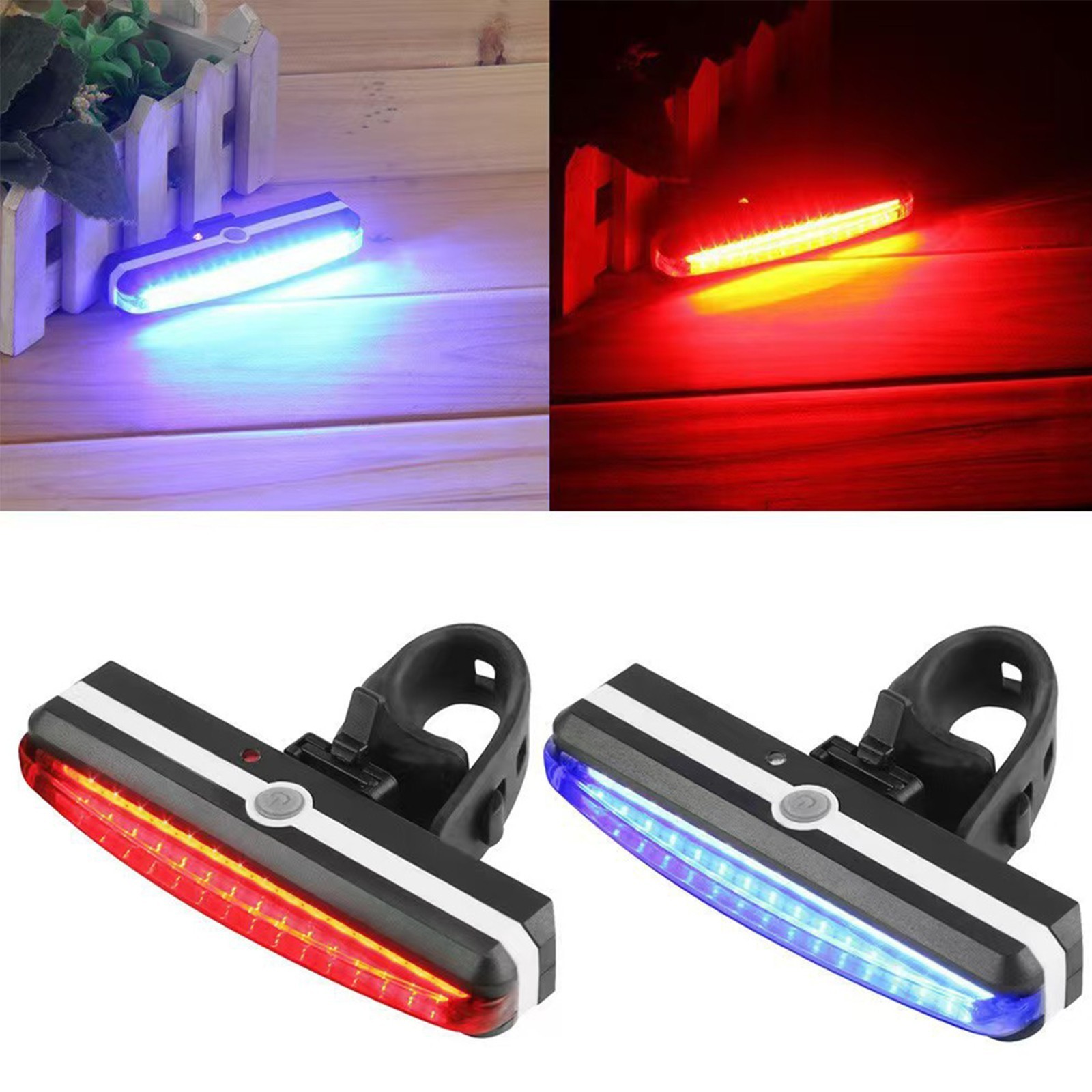 Rechargeable LED Tail Light for Bikes Rear Mount 10×1.8cm Night Visibility