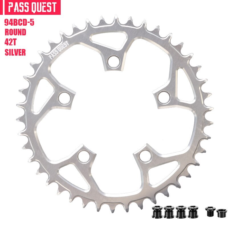 PASS QUEST 94 BCD -5Arm Bicycle Chain wheel ROUND Narrow Wide Chainring 32-46T