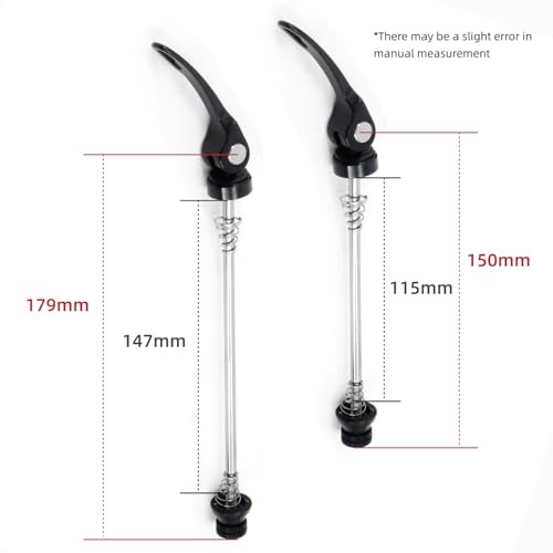 Bike Quick Release Bike Axle for Road Bicycles Front 115 mm Rear 147 mm- Red