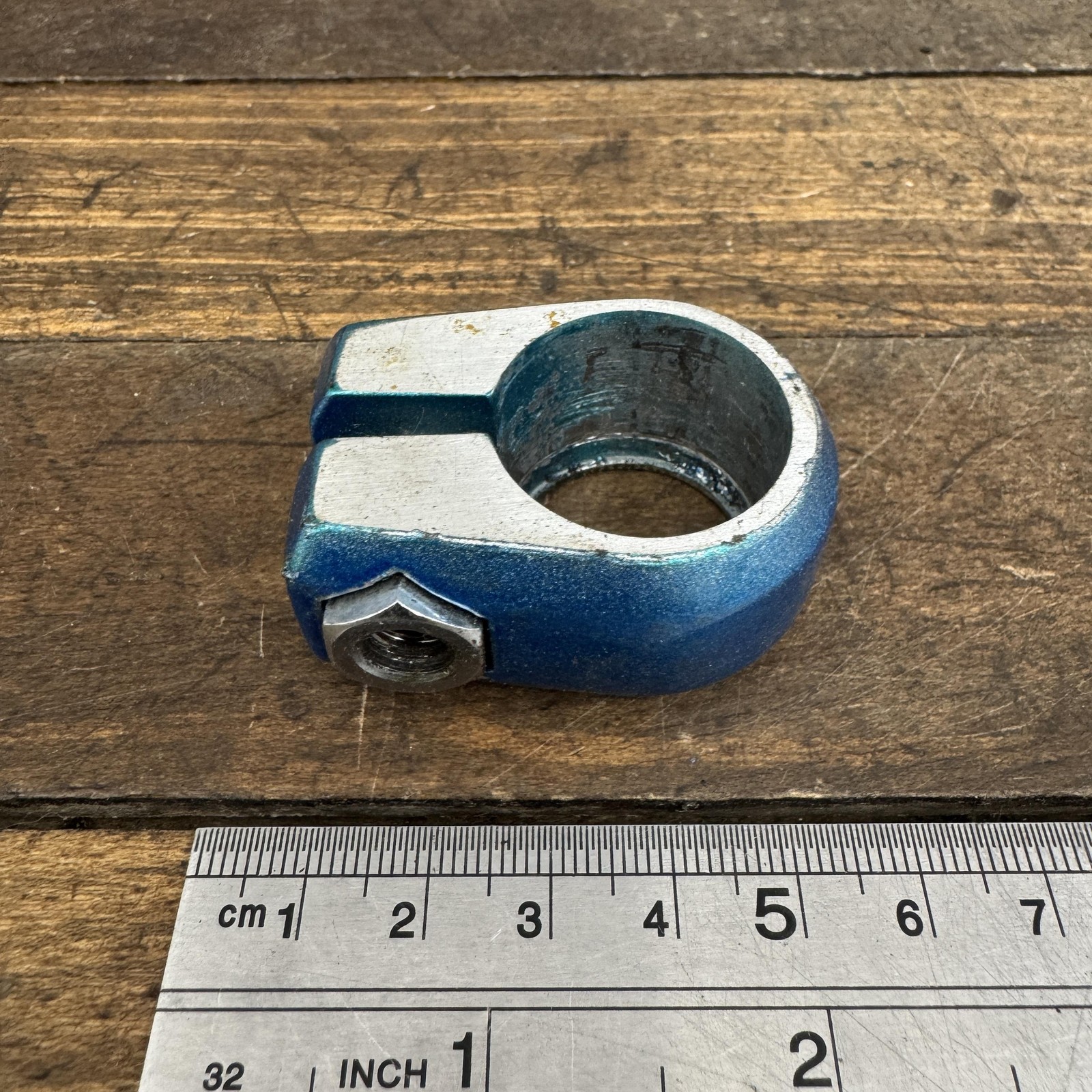 Vintage SR BMX Bicycle Seatpost Clamp 25.4mm Blue 80s Alloy Old School Painted